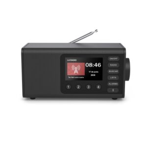 hama dr1001 radio digital potencia 5w bluetooth jack 3.5mm usb c reloj pantalla 4.3" cable 180cm 27x12.5x13cm color negro