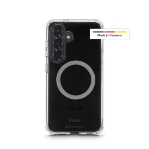 hama extreme protect funda para samsung galaxy s25+ magnetico antideslizante policarbonato proteccion d3o bordes elevados color transparente