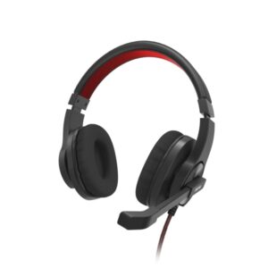 hama hs usb400 v2 auriculares con microfono omnidireccional cable 2m diadema ajustable almohadillas de malla color negro y rojo