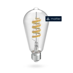 hama bombilla led e27 inteligente potencia 4.9w rgbw wifi compatible con asistente de voz control con app estilo retro filamento st64 ip20 color transparente