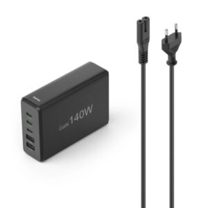 hama estacion de carga usb 3x usb c 2x usb a cable 1.5m power delivery qualcomm gan 3.1x10.1x7cm color negro