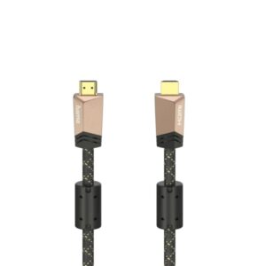 hama prime cable hdmi 4k macho longitud 1.5m soporta arc terminales chapados en oro ethernet velocidad hasta 18gbps blindaje completo color marron