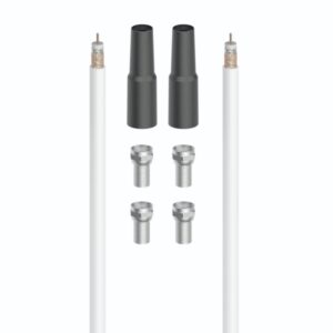 hama essential set de conexion satelital con 7 piezas cable coaxial de 20m conector f x4 2 fundas de proteccion climatica apantallamiento 100db
