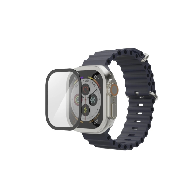 hama super hybrid protector de pantalla para apple watch 49mm antihuellas flexiglas rpet color transparente