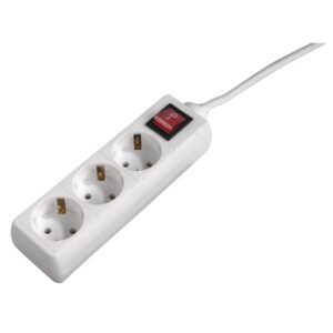 hama regleta alimentacion con 3 tomas potencia maxima 3680w cable 1.4m interruptor de encendido 21x5.5x4.7cm color blanco
