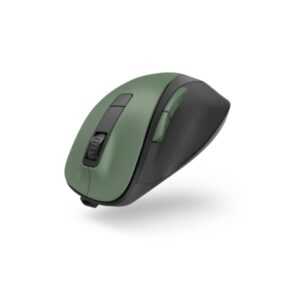 hama mw 500 raton optico inalambrico para diestros 1600dpi 6 botones rango 10m recargable bateria de litio usb a rf 2.4ghz 8.5x4.2x12cm color verde oscuro