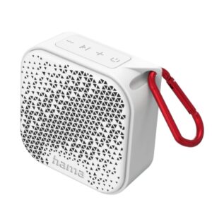 hama altavoz portatil potencia 3.5w bluetooth autonomia hasta 14h usb c bateria 1050mah ip67 rango 10m 8.4x8.4x3.8cm color blanco