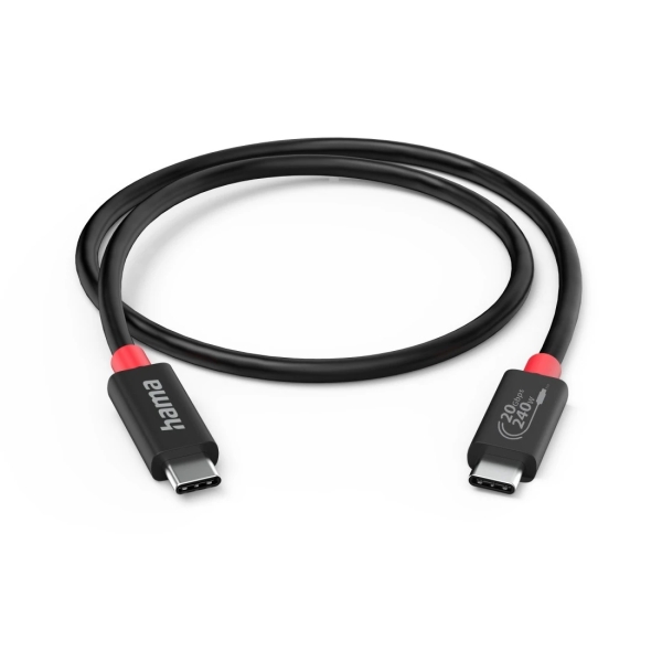 hama essential cable usb c macho potencia maxima 240w longitud 2m velocidad hasta 20gbps blindaje doble color negro