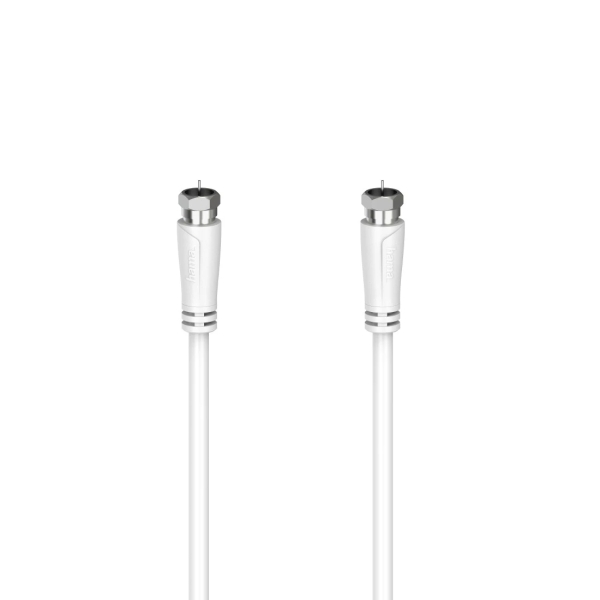 hama essential cable coaxial de antena longitud 3m conector f macho doble blindaje apantallamiento 90db impedancia 75ohm color blanco