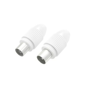hama essential set de conectores coaxiales macho y hembra apto para cables entre 5 y 7mm fijacion con pinza color blanco