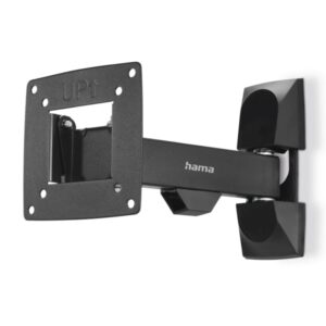 hama soporte de pared para tv hasta 26" peso max 15kg inclinable giratorio vesa 100x100mm acero gestor de cables color negro