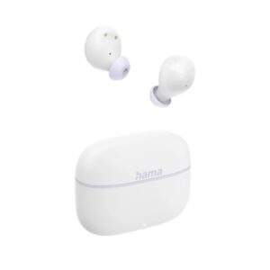 hama freedom buddy ii auriculares con microfono omnidireccional bluetooth rango 10m asistente de voz carga por usb c color blanco