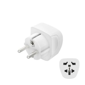 hama adaptador de viaje toma tipo e y schuko hembra multiple voltaje 230 250v 5.7x5.1x5cm color blanco