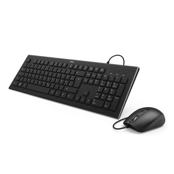 hama combo de teclado y raton distribucion qwerty es cable 140cm pies plegables usb a raton de 3 botones 1000dpi color negro