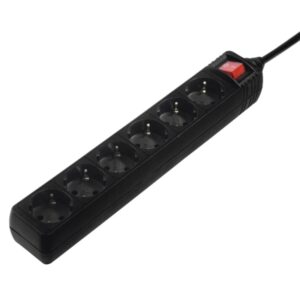 hama regleta alimentacion con 6 tomas cable 1.4m interruptor de encendido 33.7x5.5x4.7cm color negro