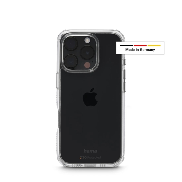 hama extreme protect funda para iphone 16 pro antideslizante policarbonato proteccion d3o bordes elevados color transparente