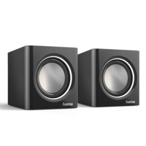 hama altavoces de sobremesa cable 7cm frecuencia hasta 20ghz jack 3.5mm 7x7x7cm color negro y plata
