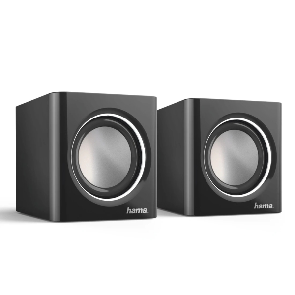 hama altavoces de sobremesa cable 7cm frecuencia hasta 20ghz jack 3.5mm 7x7x7cm color negro y plata