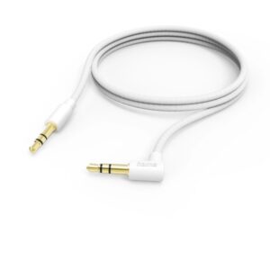 hama cable de audio acodado 90º jack 3.5mm macho longitud 0.5m estereo contactos chapados en oro color blanco