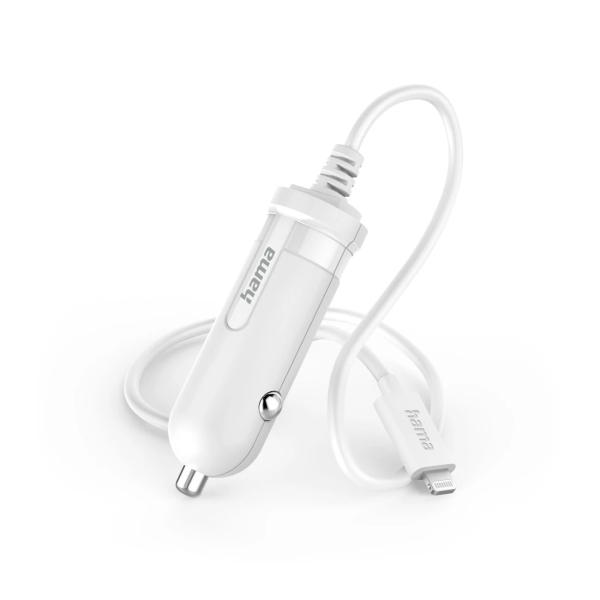 hama cargador de coche 5w 12v cable 1m conector lightning color blanco
