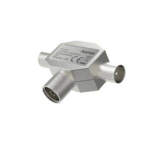 hama essential divisor de antenas coaxial hembra coaxial macho x2 metalico color plata