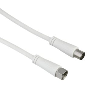 hama essential cable coaxial de antena longitud 1.5m conector f macho doble blindaje apantallamiento 90db impedancia 75ohm color blanco