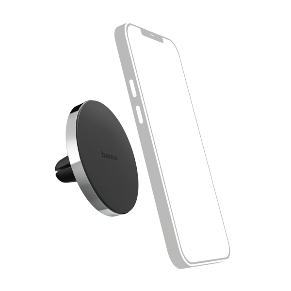 hama lock soporte de coche para smartphone magnetico pinza para rejilla peso max 230g aluminio color negro y plata