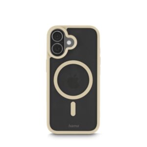 hama frame protect funda para iphone 17 antideslizante magnetico policarbonato y poliuretano termoplastico bordes elevados color beige
