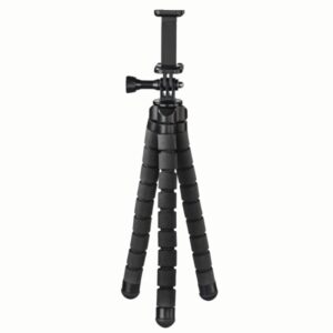 hama flex tripode para smartphone y camara deportiva peso max 300g plegable altura ajustable hasta 26cm plastico color negro