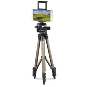hama tripode para smartphone y tablet peso max 500g altura ajustable hasta 106cm aluminio cabezal de 3 vias color beige