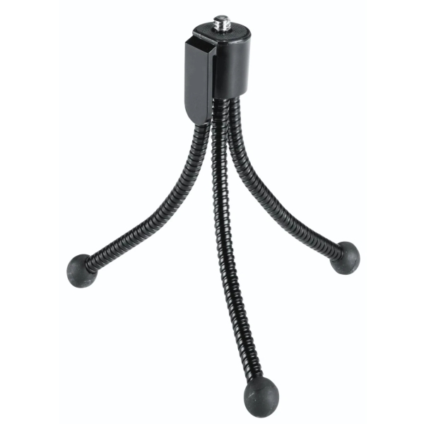 hama flexi tripode mini para camara con rosca 1/4" plegable altura ajustable hasta 10cm peso max 200g plastico color negro