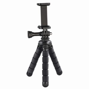 hama flex tripode para smartphone y camara deportiva plegable altura ajustable hasta 14cm peso max 4kg aluminio color negro
