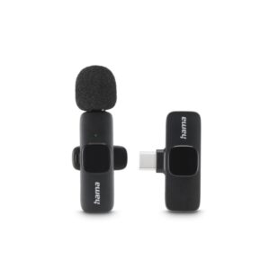 hama microfono de solapa inalambrico 2200 ohm usb c sujeccion con clip color negro