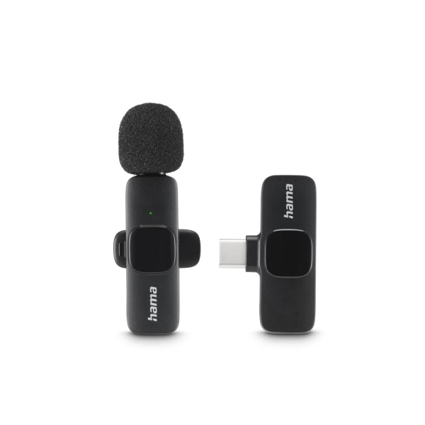 hama microfono de solapa inalambrico 2200 ohm usb c sujeccion con clip color negro