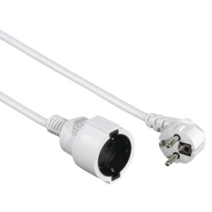 hama  cable de alimentacion alargador acodado potencia maxima 3680w longitud 3m seccion 1.5mm2 schuko cee7 color blanco