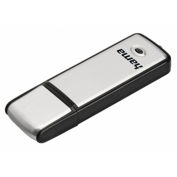 hama fancy memoria pendrive usb 2.0 con tapa 16gb de capacidad 10mb/s de transferencia aluminio cepillado 20x68x8mm color negro y plata