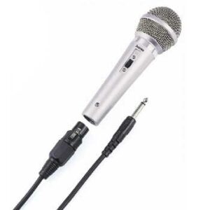 hama dm40 microfono dinamico cable 3m jack 3.5mm y 6.5mm incluye adaptador de 6.35mm color plata