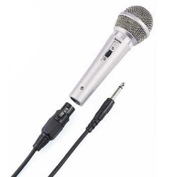 hama dm40 microfono dinamico cable 3m jack 3.5mm y 6.5mm incluye adaptador de 6.35mm color plata