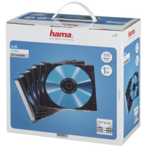 hama pack de 100 cajas vacias para cd/dvd poliestireno 12.5x14.2x0.52cm color negro