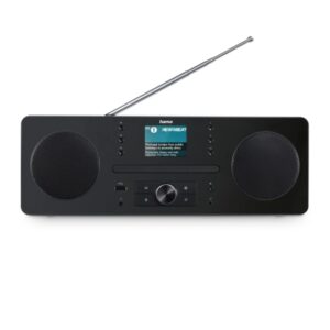 hama dr1560cbt radio cd digital potencia 10w bluetooth jack 3.5mm usb a temporizador reloj cable 146cm 35x22x12.5cm color negro y gris