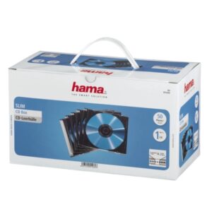 hama pack de 50 cajas vacias para cd/dvd poliestireno 12.5x14.2x0.52cm color negro