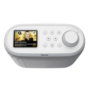 hama dir400 radio digital bluetooth pantalla 2.4" cable 180cm doble banda 2.4 y 5ghz almacena hasta 30 emisoras compatible con plataformas de streaming 18x19x7.5cm color blanco