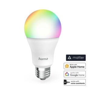 hama bombilla led e27 inteligente potencia 9w rgbw wifi compatible con asistente de voz control con app ip20 color blanco