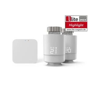 hama pack de 2 termostatos de radiador inteligentes con centralita temperatura regulable wlan compatible con asistente de voz control con app color blanco