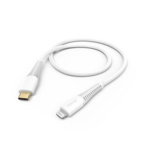 hama cable de carga usb c ligthning velocidad hasta 480mbps longitud 1.5m intensidad maxima 3a color blanco