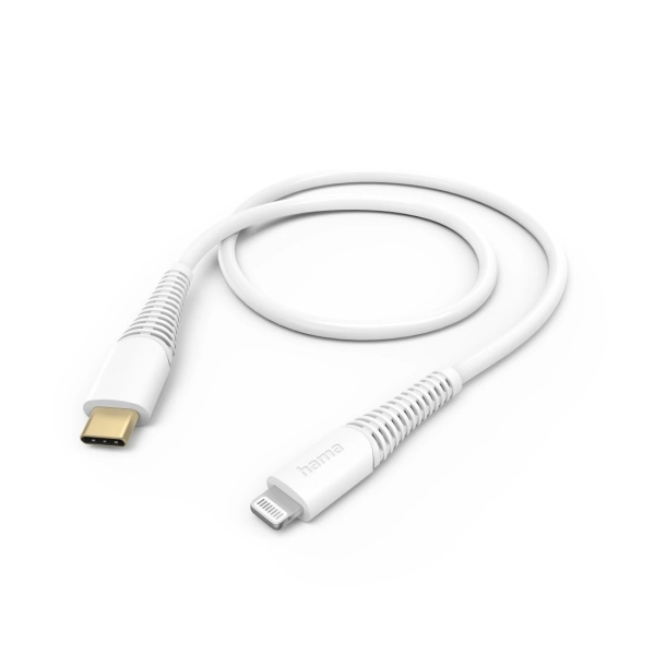hama cable de carga usb c ligthning velocidad hasta 480mbps longitud 1.5m intensidad maxima 3a color blanco