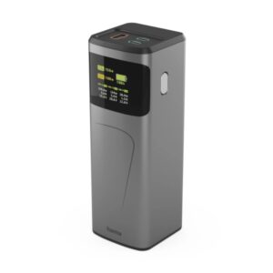 hama high power bateria externa powerbank 24000mah potencia 150w usb c usb a power delivery pantalla tft indicador de carga 3 conexiones de salida 56.27x160x56.27mm color gris