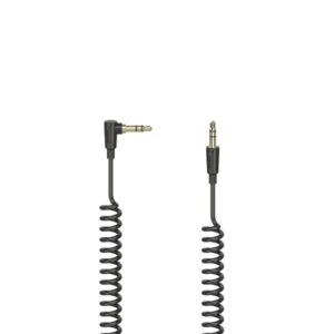 hama essential cable de audio en espiral acodado 90º longitud 1.5m estereo jack 3.5mm macho color negro