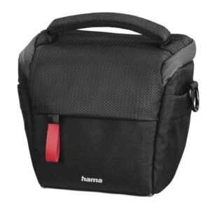 hama matera funda para camara poliester reciclado asa para cinturon compartimentos separados para objetivos asa de mano 13.5x9.5x12cm color negro