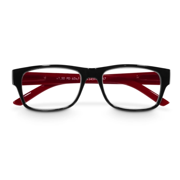 hama gafas de lectura de +1.5 dioptrias montura de plastico reciclado unisex color negro y rojo